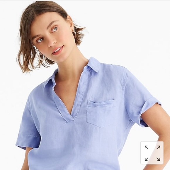 J. Crew Tops - J. Crew Blue Linen Tunic Top Blouse